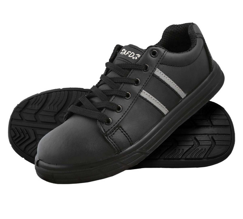 Leather Safety Trainer Shoes (Black) - DK86