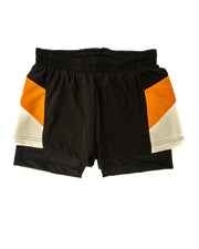 Baines 2 in 1 Girls Shorts (Black/Gold) (Years 8 - 11)