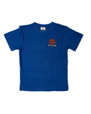 Rose logo P.E. t-shirt in Blue - Bowerham Primary