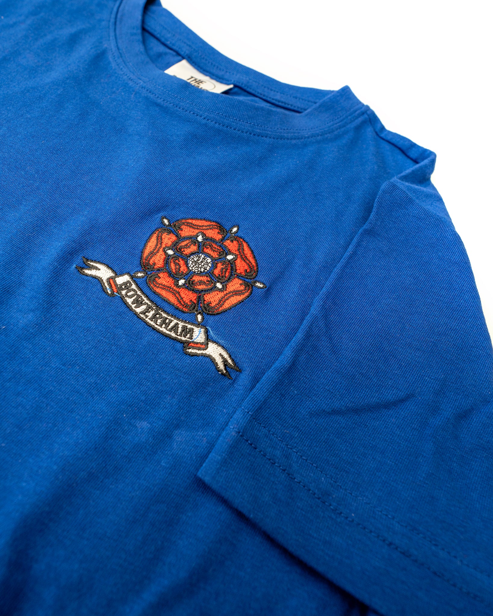 Rose logo P.E. t-shirt in Blue - Bowerham Primary