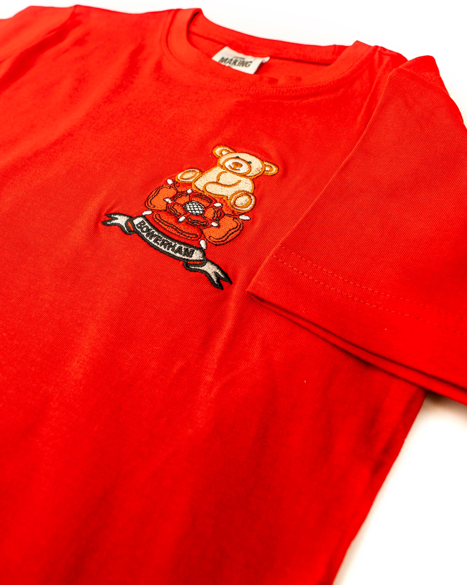 Bear logo P.E. t-shirt in Red - Bowerham Primary