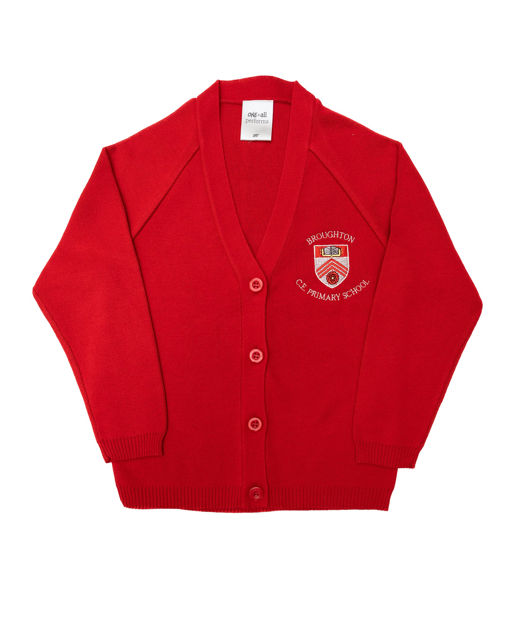 Broughton Primary Cardigan - Red (Embroidered)