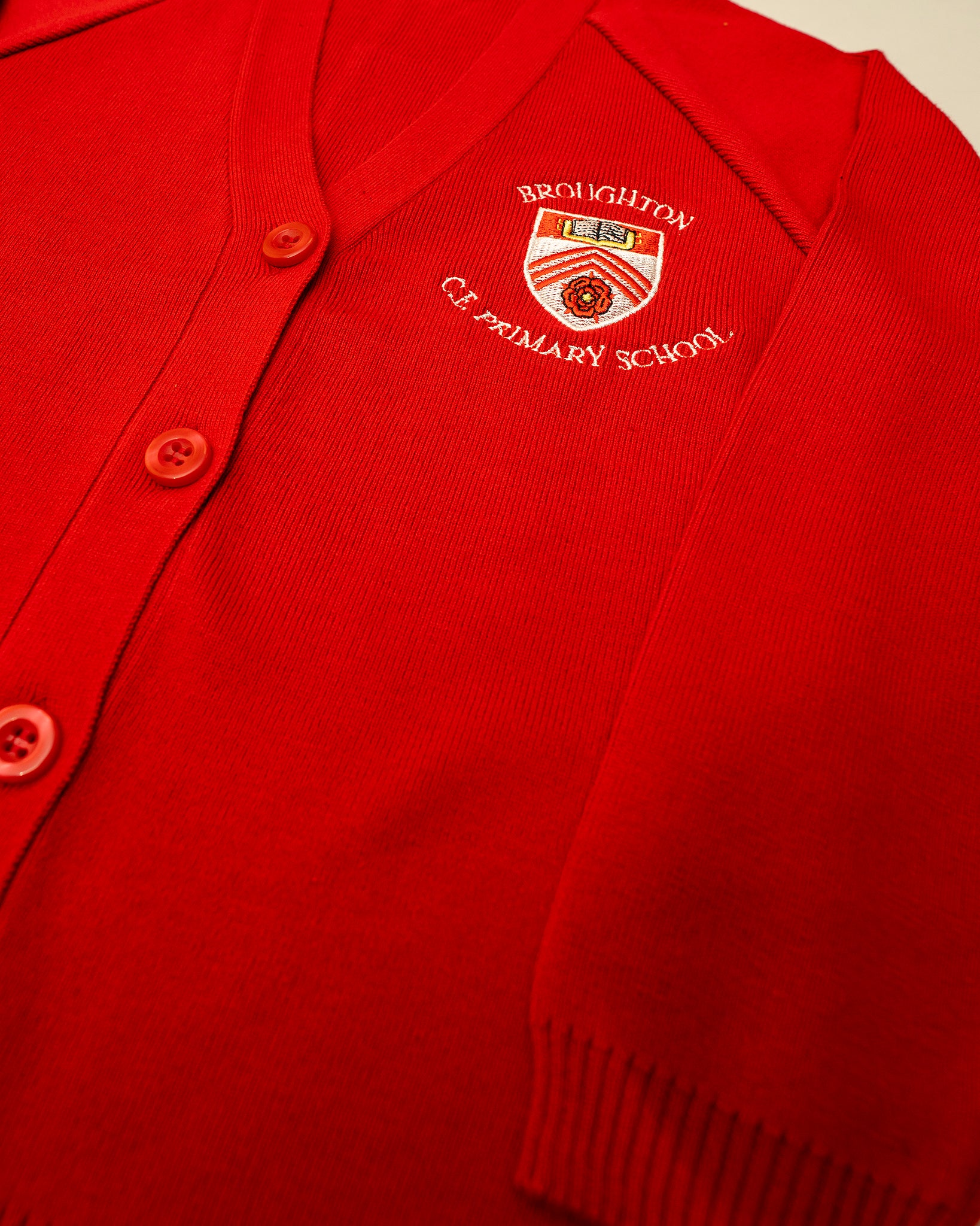 Broughton Primary Cardigan - Red (Embroidered)