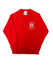 Broughton Primary V-Neck Jumper - Red (Embroidered)
