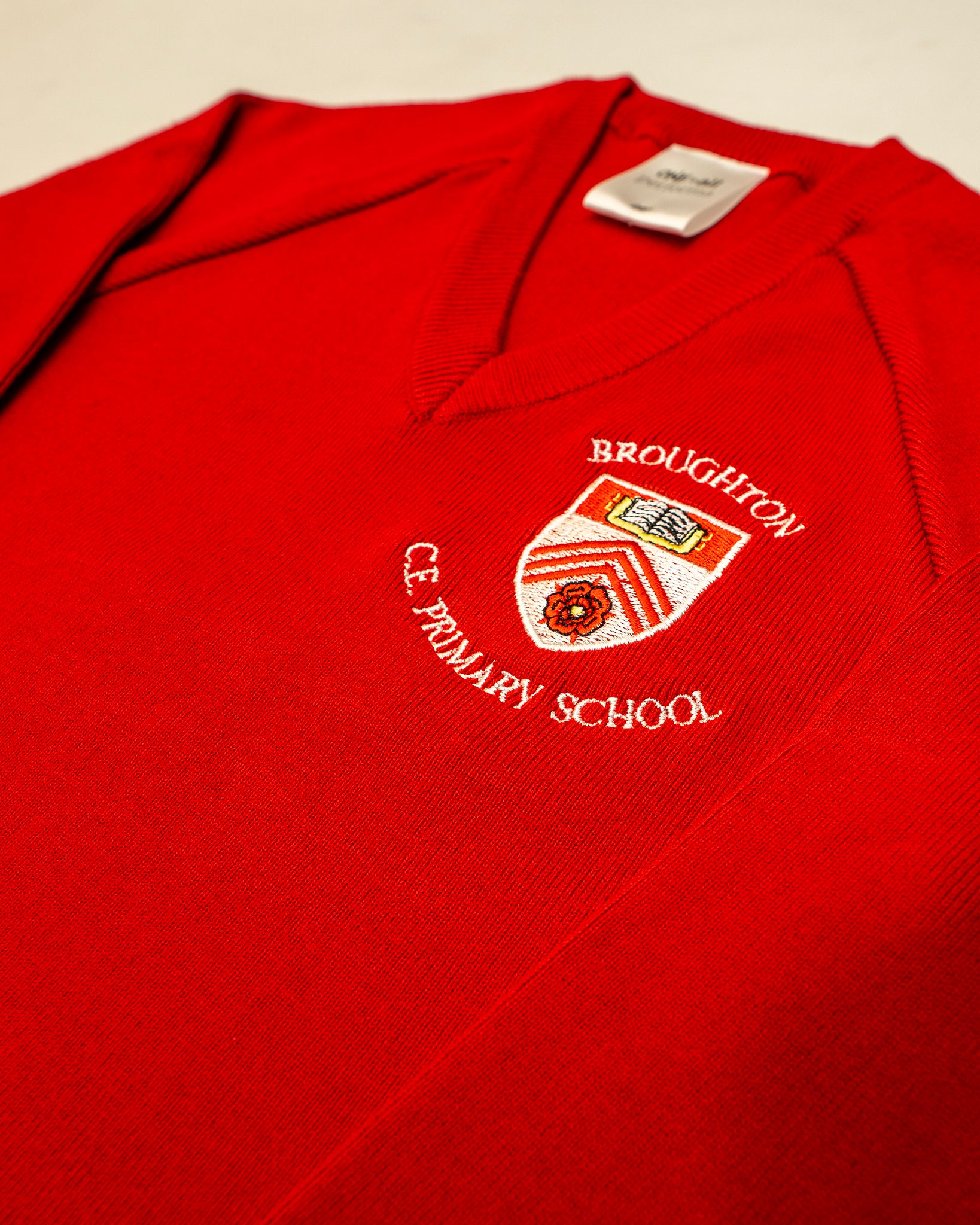 Broughton Primary V-Neck Jumper - Red (Embroidered)