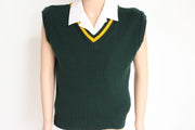 Tank Top Jumper Bottle Green/Gold Trim