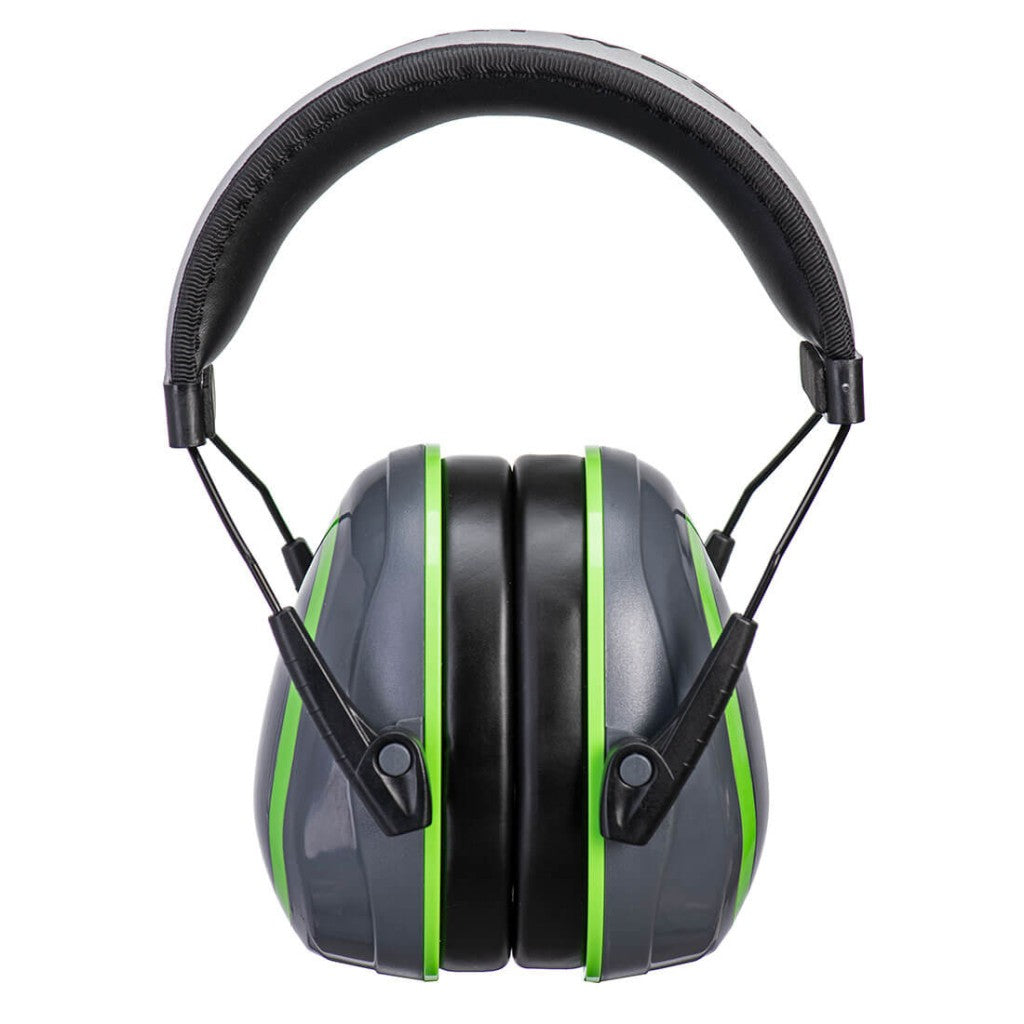 Hi-Vis Extreme Ear Defenders Low PPE - Grey/Green - Portwest PW72