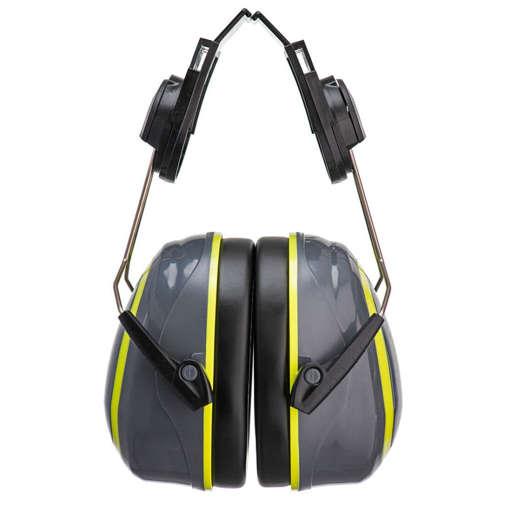 Hi-Vis Extreme Ear Defenders Medium Clip-On PPE - Grey/Yellow - Portwest PW76