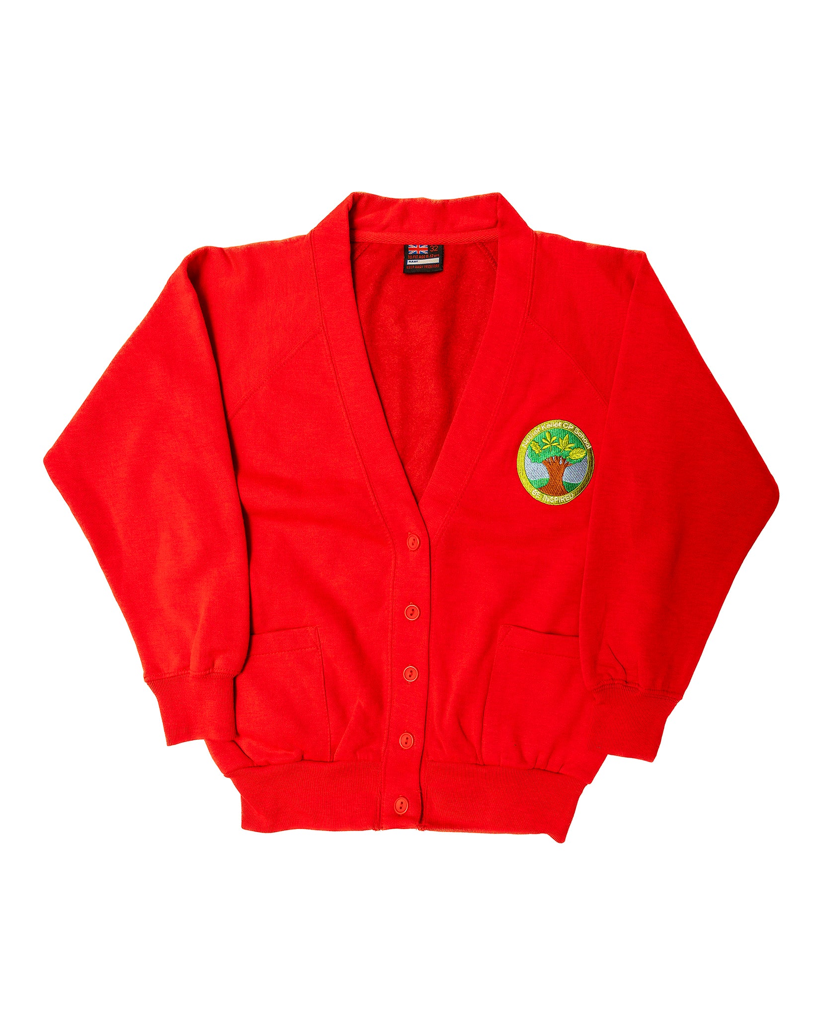 Nether Kellet Crew Neck Cardigan (Red)