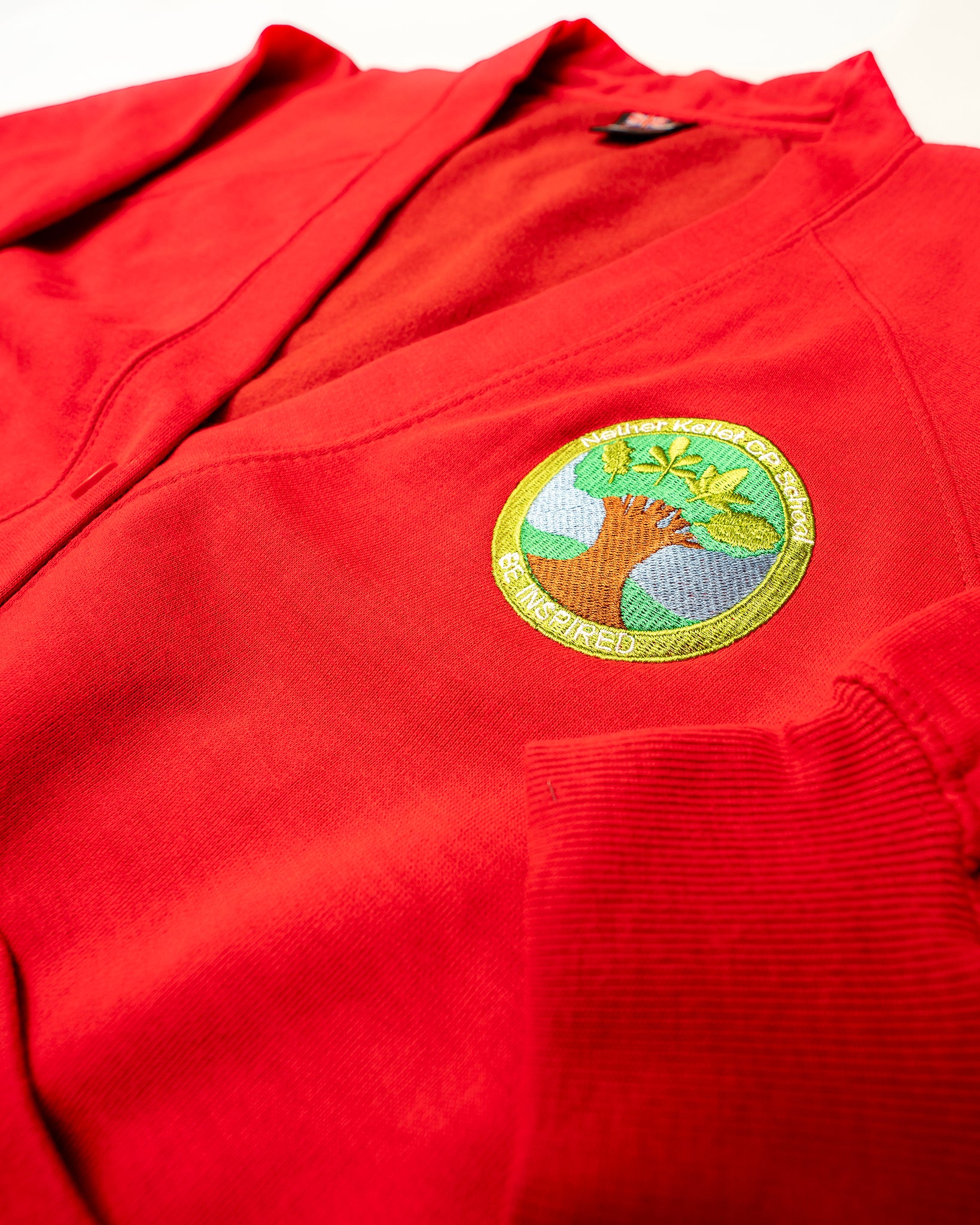 Nether Kellet Crew Neck Cardigan (Red)