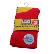 Pex Knee High Socks - 2 Pair (Red)