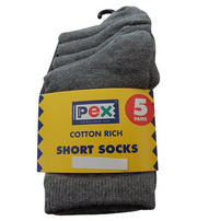 Pex Short Socks - 5 Pair (Grey)