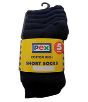 Pex Short Socks - 5 Pair (Navy)