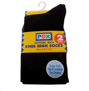 Pex Knee High Socks - 2 Pair (Black)