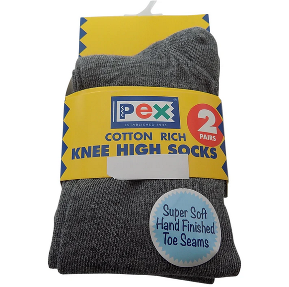 Pex Knee High Socks - 2 Pair (Grey)