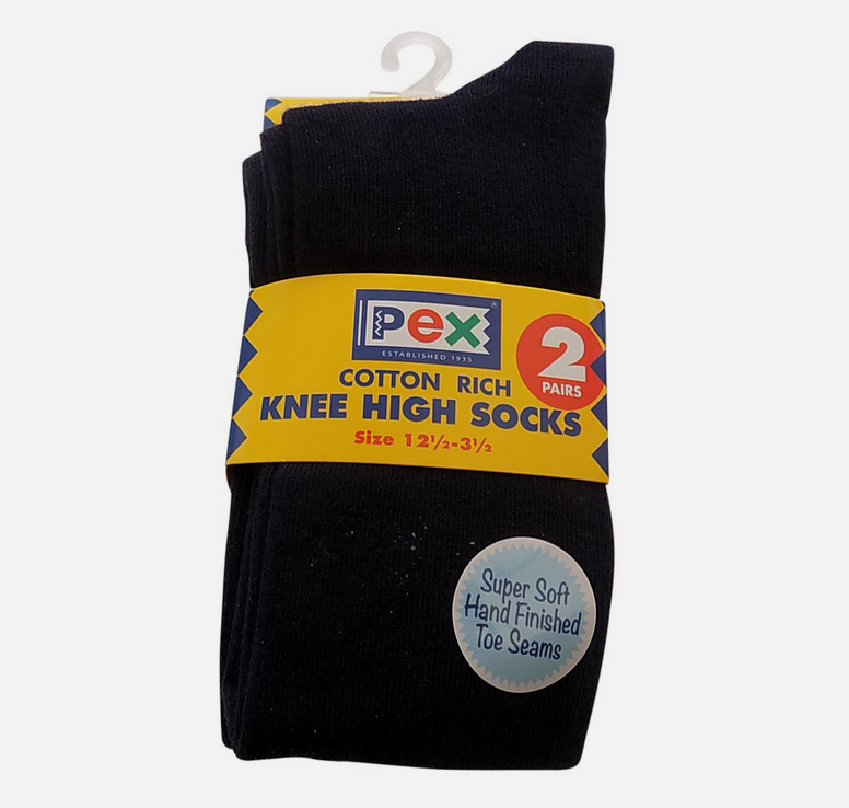 Pex Knee High Socks - 2 Pair (Navy)