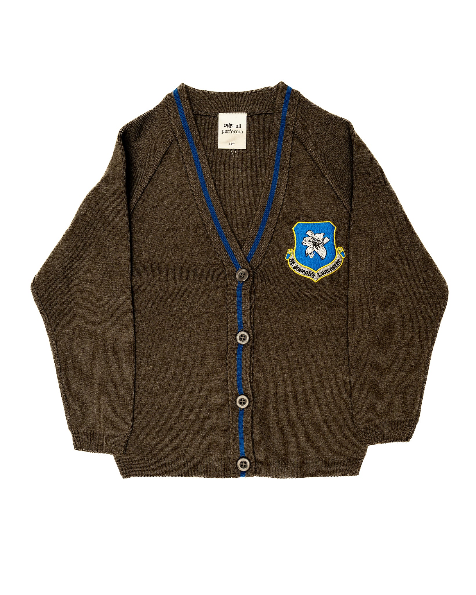 St Joseph's CPS V-Neck Cardigan (Grey/Royal) - (Embroidered)