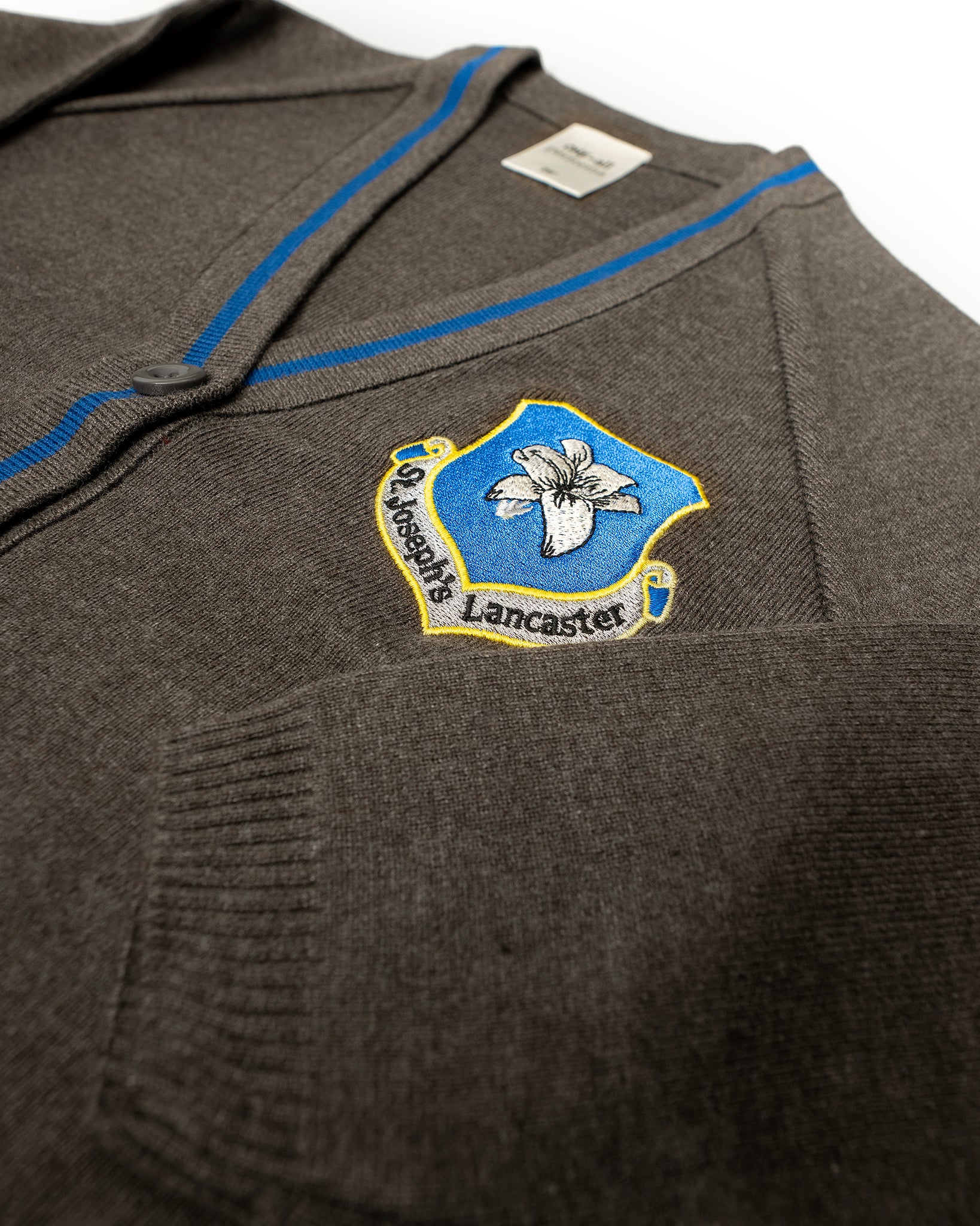 St Joseph's CPS V-Neck Cardigan (Grey/Royal) - (Embroidered)