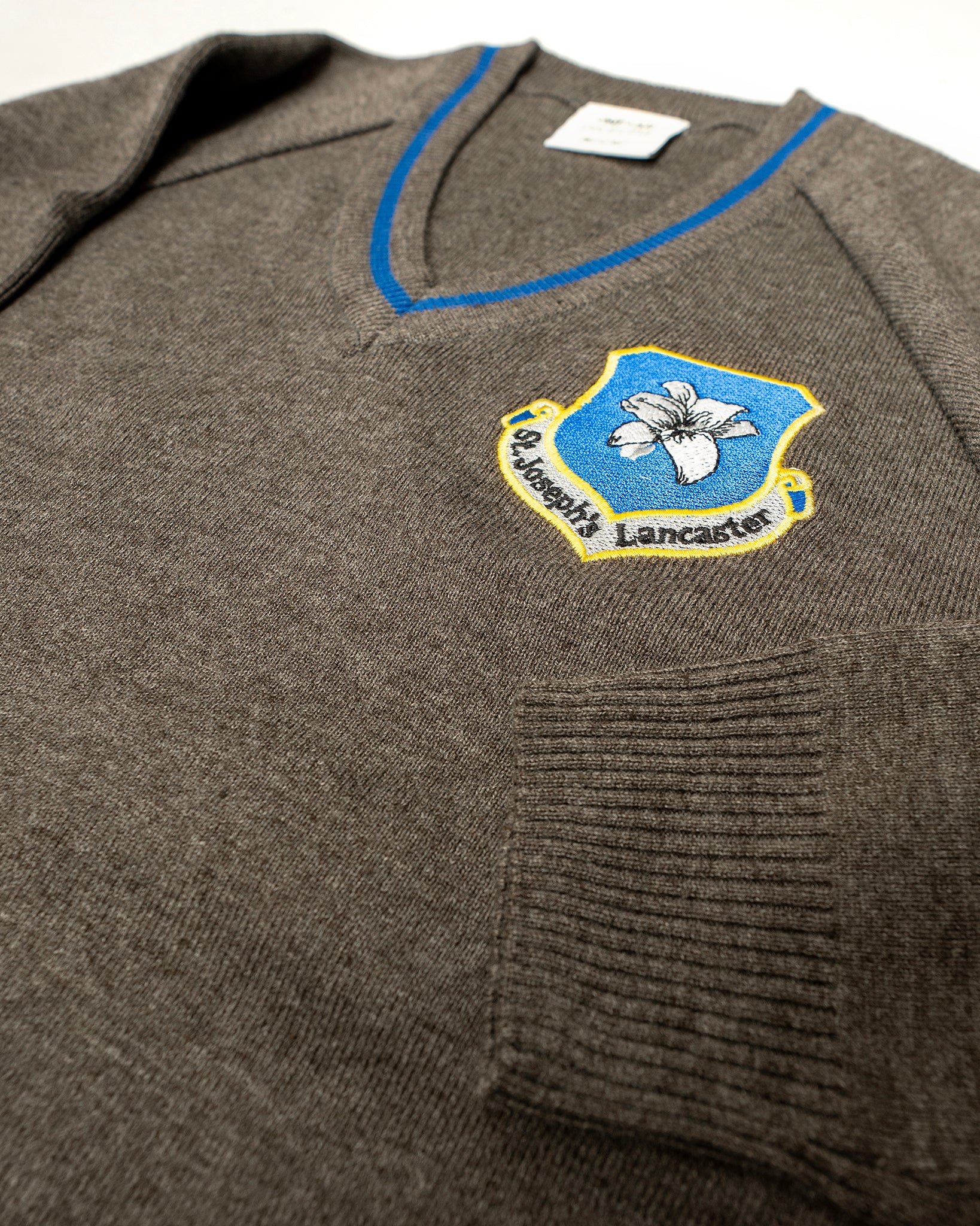 St Joseph's CPS V-Neck Jumper (Grey/Royal) - (Embroidered)