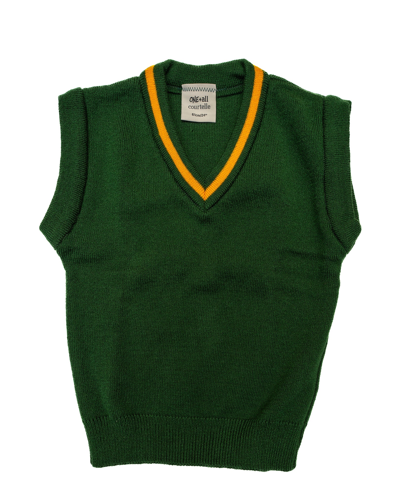 Garstang St. Thomas Tank Top Jumper (Bottle Green/Gold Trim)