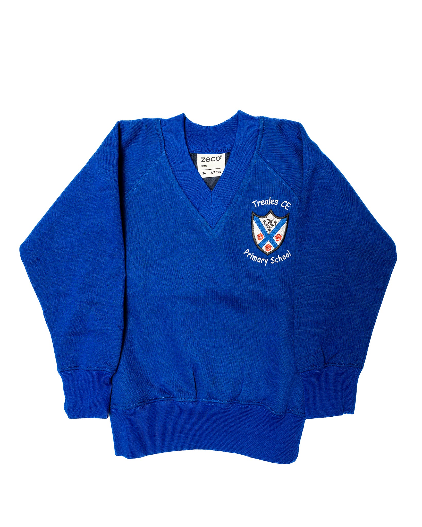 Treales Primary V-Neck Jumper (Royal) - Embroidered