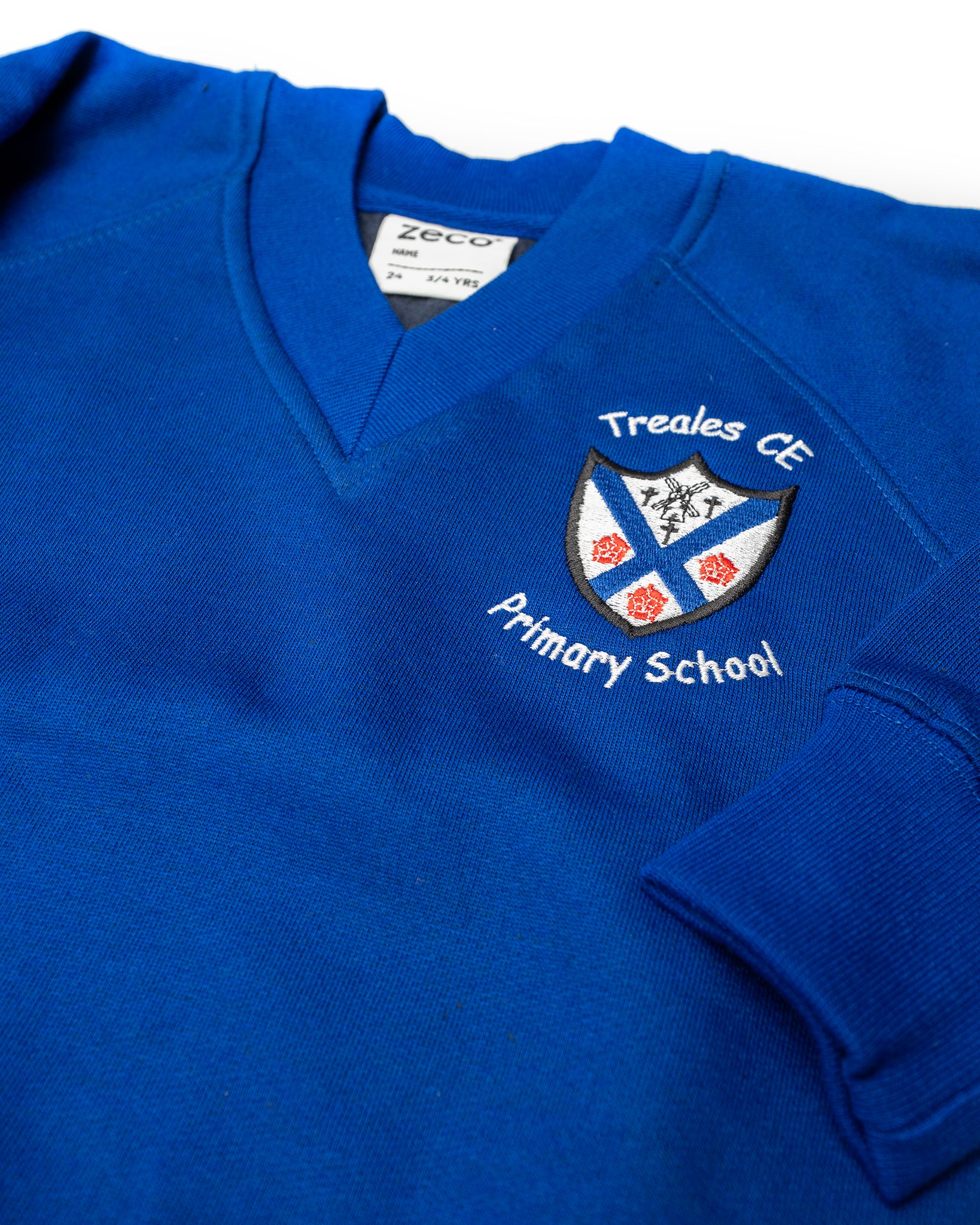 Treales Primary V-Neck Jumper (Royal) - Embroidered