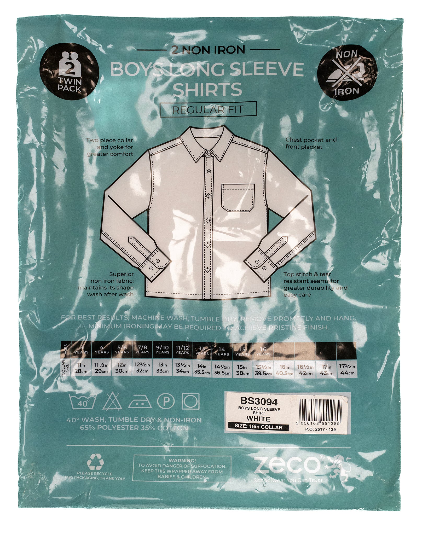Zeco L/S Shirts - 2 Pack (White)