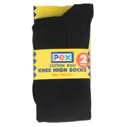 Pex Knee High Socks - 2 Pair (Black)